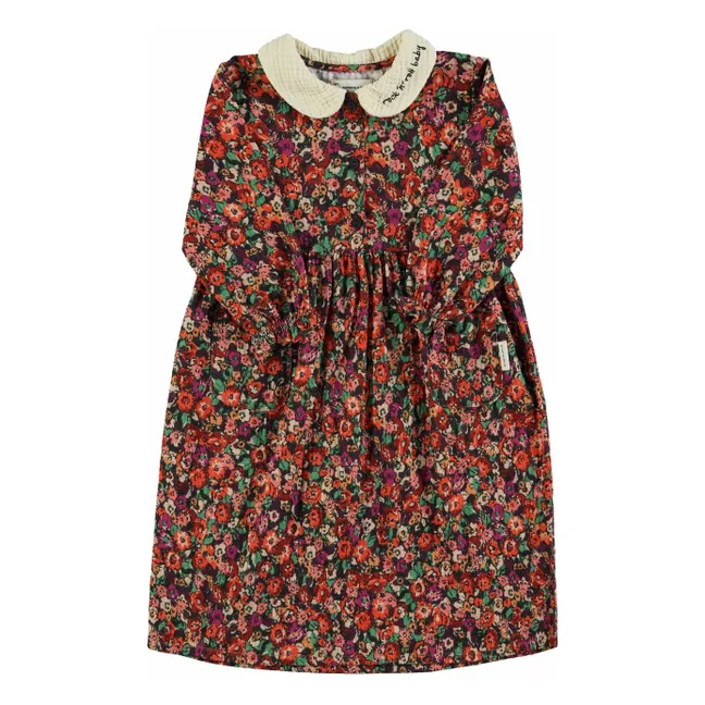 Robe Longue Col Claudine Fleurie | Noir