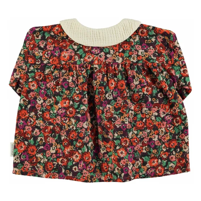 Blouse Col Claudine Fleurie | Noir