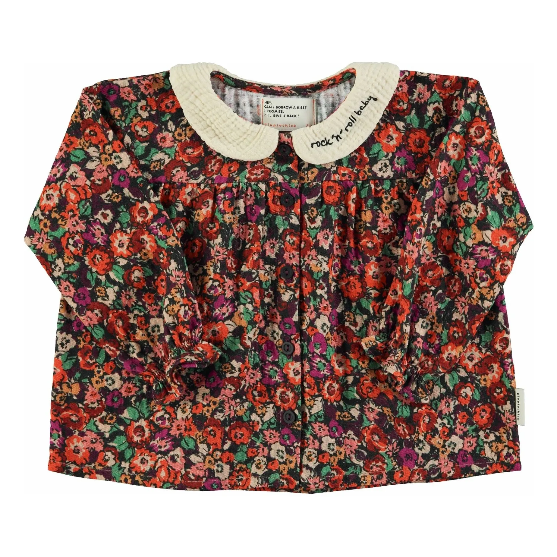 Blouse Col Claudine Fleurie | Noir- Image produit n°0