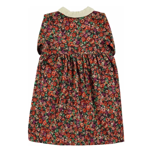 Robe Longue Col Claudine Fleurie | Noir