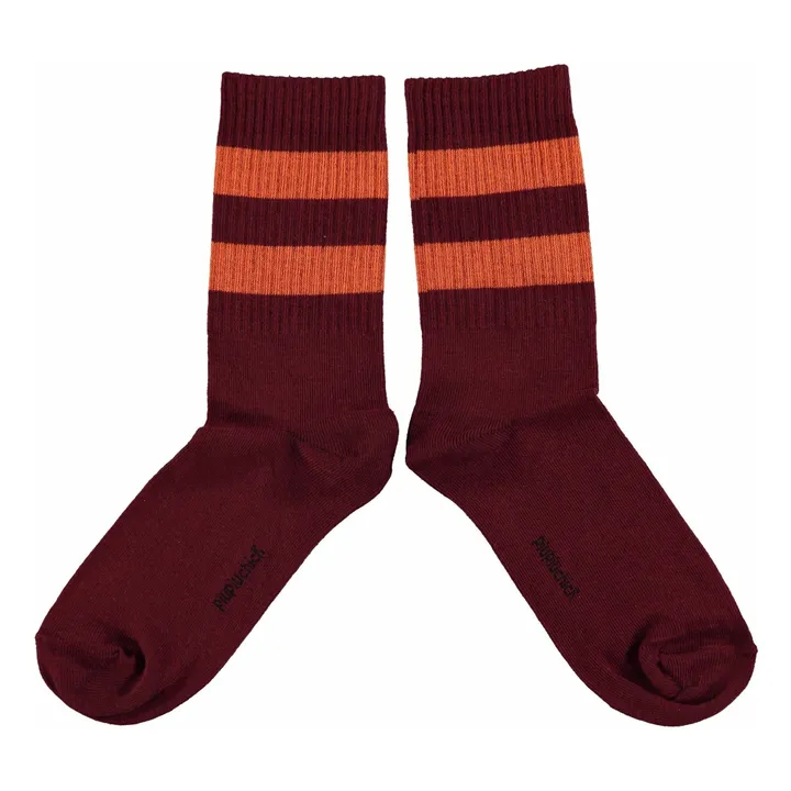Chaussettes Bandes | Bordeaux- Image produit n°1