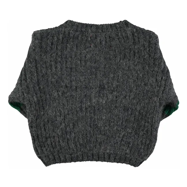 Pull Manches Rayées Laine | Gris foncé