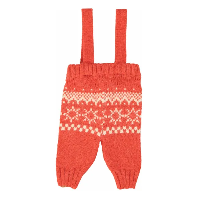 Pantalon à Bretelles Jacquard Laine | Rouge