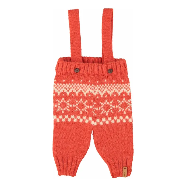 Pantalon à Bretelles Jacquard Laine | Rouge