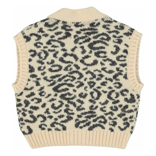 Gilet Sans Manches Léopard Laine | Rose pâle