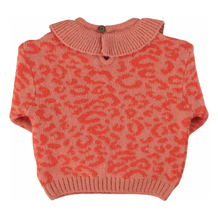 Pull Col Volants Léopard Laine | Rose- Image produit n°3