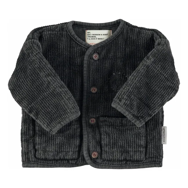 Veste Matelassée Côtelée Coton Bio | Noir