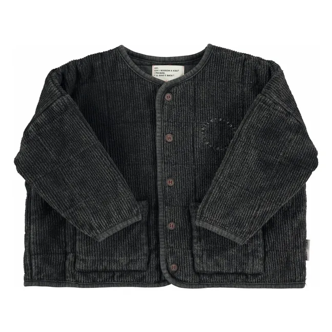 Veste Matelassée Côtelée Coton Bio | Noir