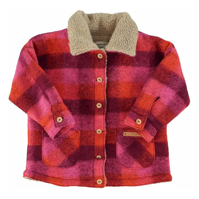 Veste Carreaux Laine | Rose