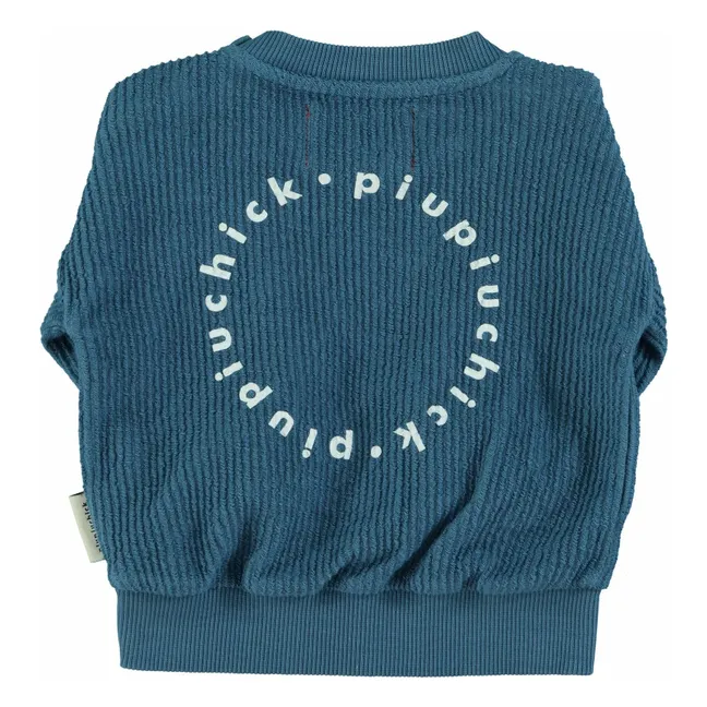 Sweat Côtelé Piupiuchick Coton Bio | Bleu pétrole