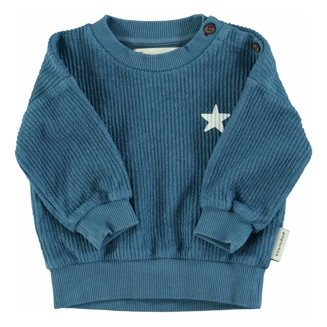 Sweat Côtelé Piupiuchick Coton Bio | Bleu pétrole