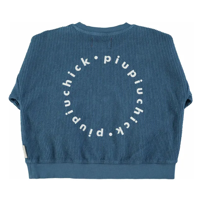 Sweat Côtelé Piupiuchick Coton Bio | Bleu pétrole