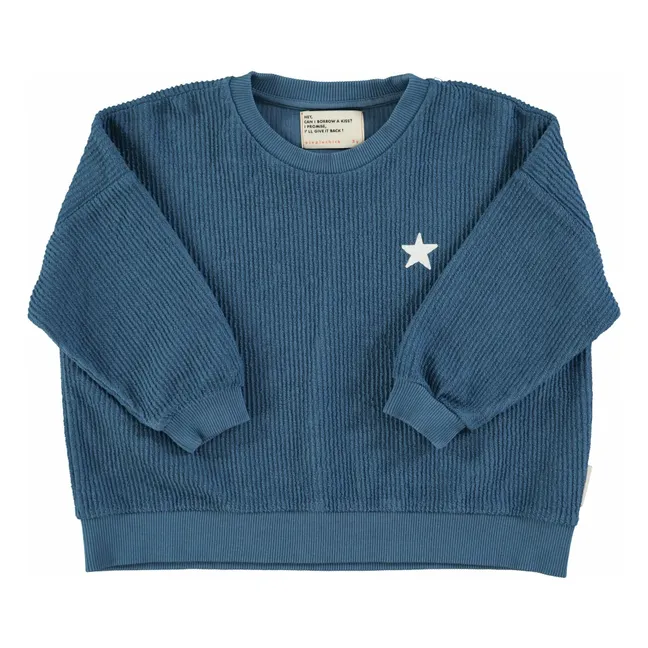 Sweat Côtelé Piupiuchick Coton Bio | Bleu pétrole