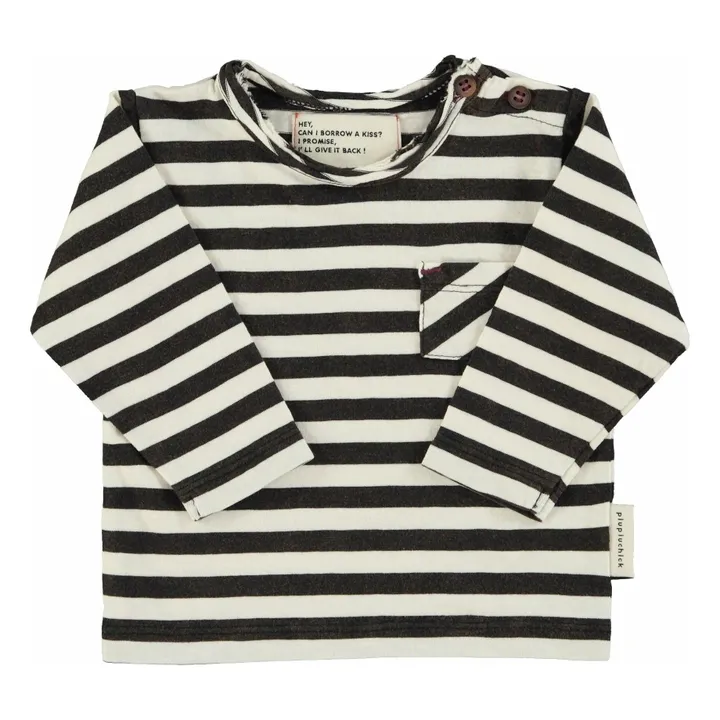 T-shirt Rayé Coton Bio | Ecru- Image produit n°4