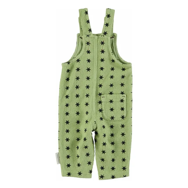 Ribbed Organic Cotton Star Dungarees | Green