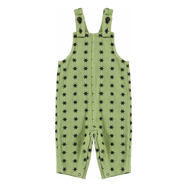 Ribbed Organic Cotton Star Dungarees | Green
