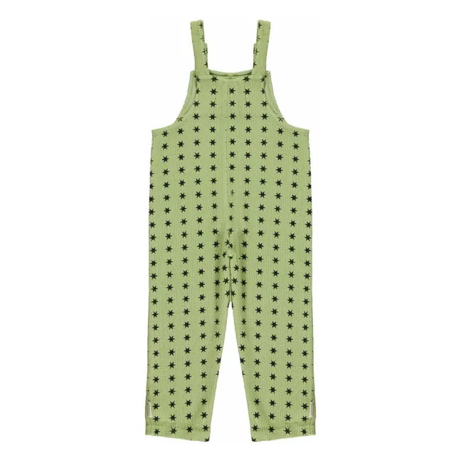 Ribbed Organic Cotton Star Dungarees | Green