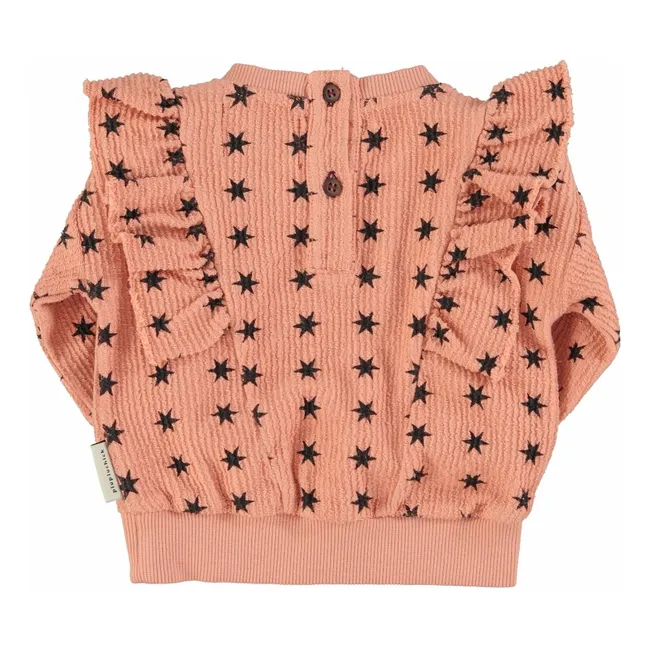 Sweat Côtelé Volants Etoiles Coton Bio | Corail