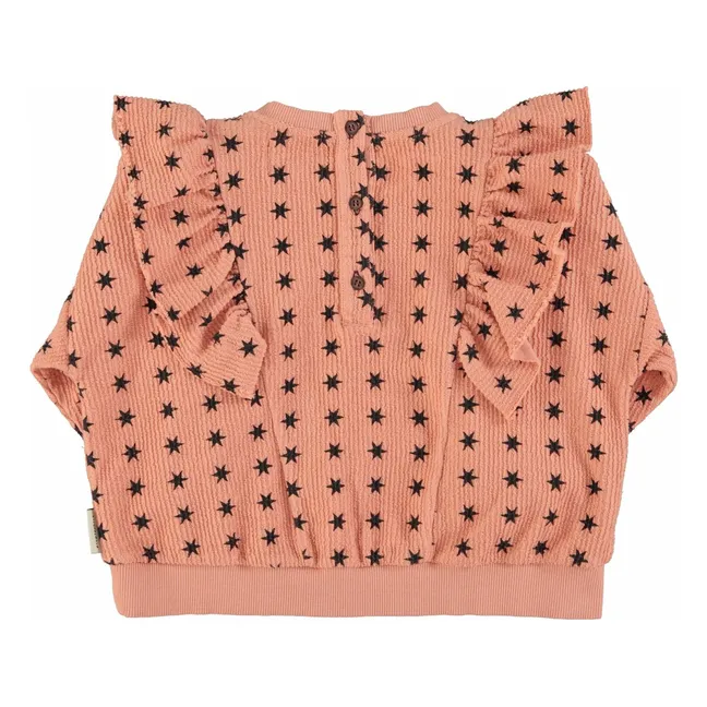 Sweat Côtelé Volants Etoiles Coton Bio | Corail