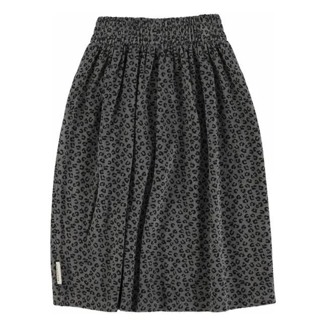 Organic cotton terry leopard skirt | Grey