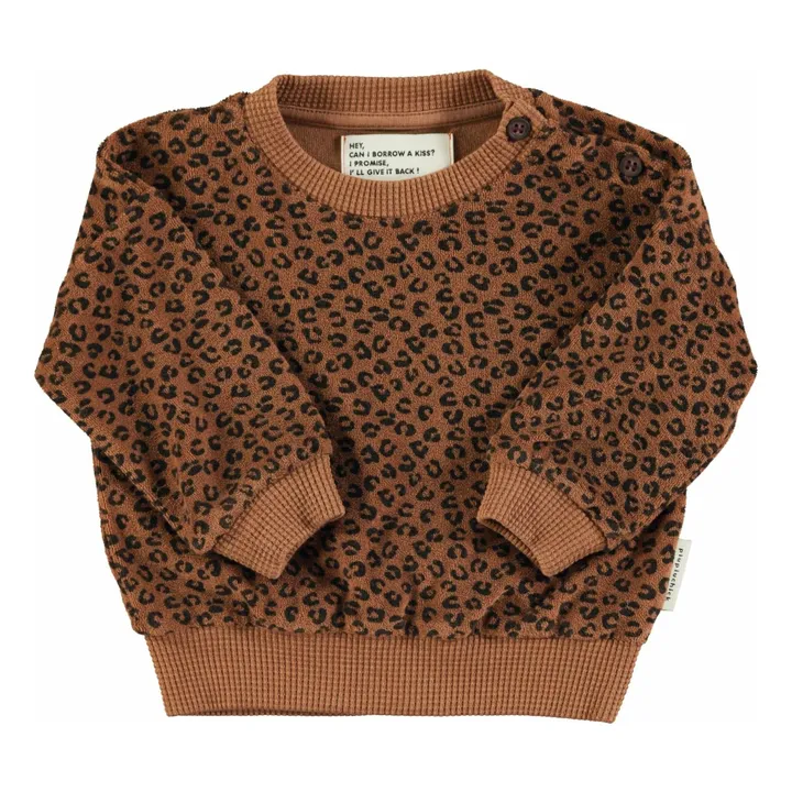 Sudadera de felpa de algodón orgánico con leopardo | Marrón- Imagen del producto n°4