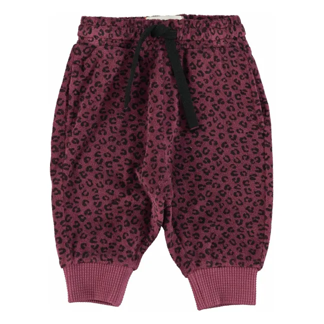 Jogger Léopard Eponge Coton Bio | Aubergine