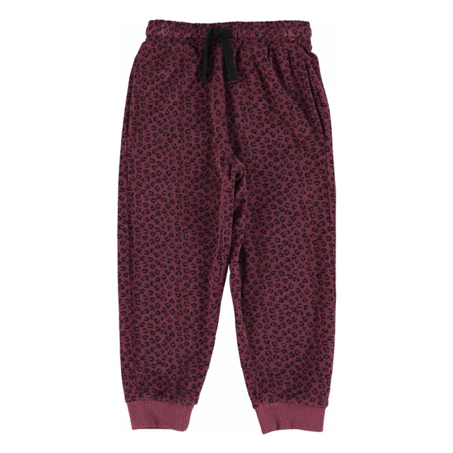 Jogger Léopard Eponge Coton Bio | Aubergine
