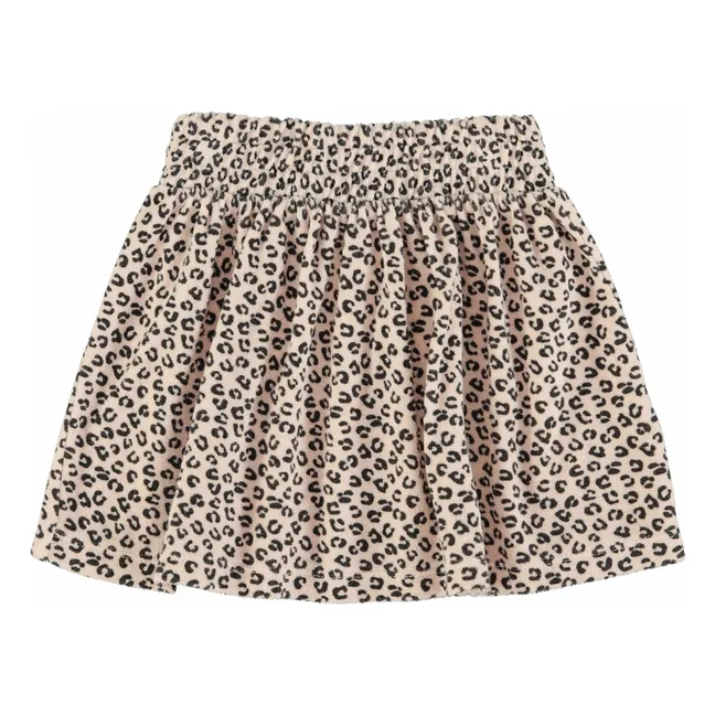 Jupe Volants Léopard Eponge Coton Bio | Rose pâle
