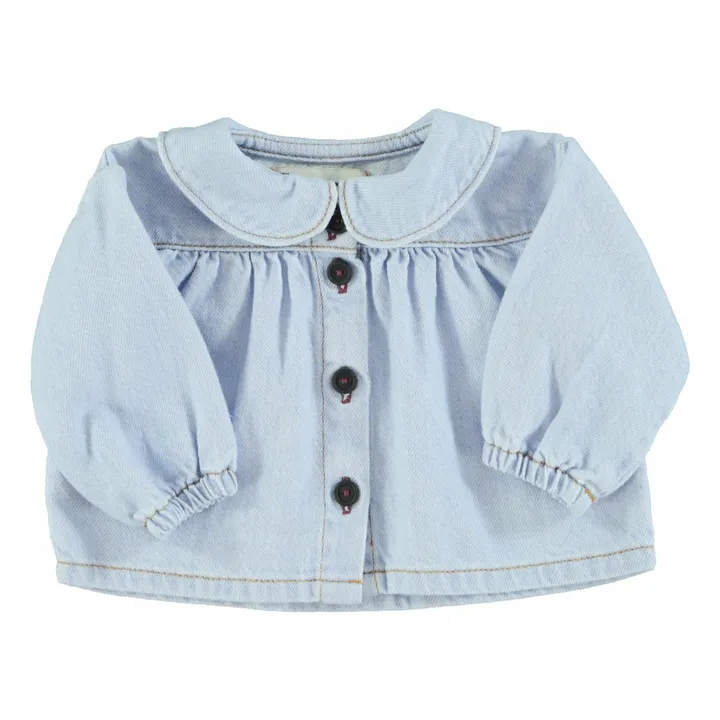 Blouse en Jean Col Claudine | Bleu Clair- Image produit n°4