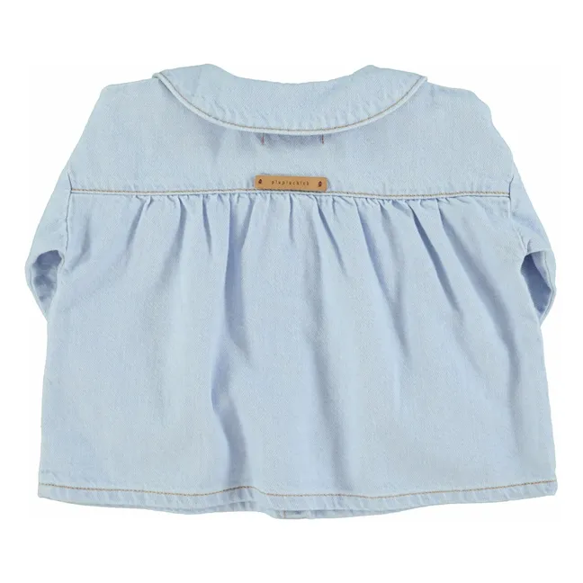 Blouse en Jean Col Claudine | Bleu Clair