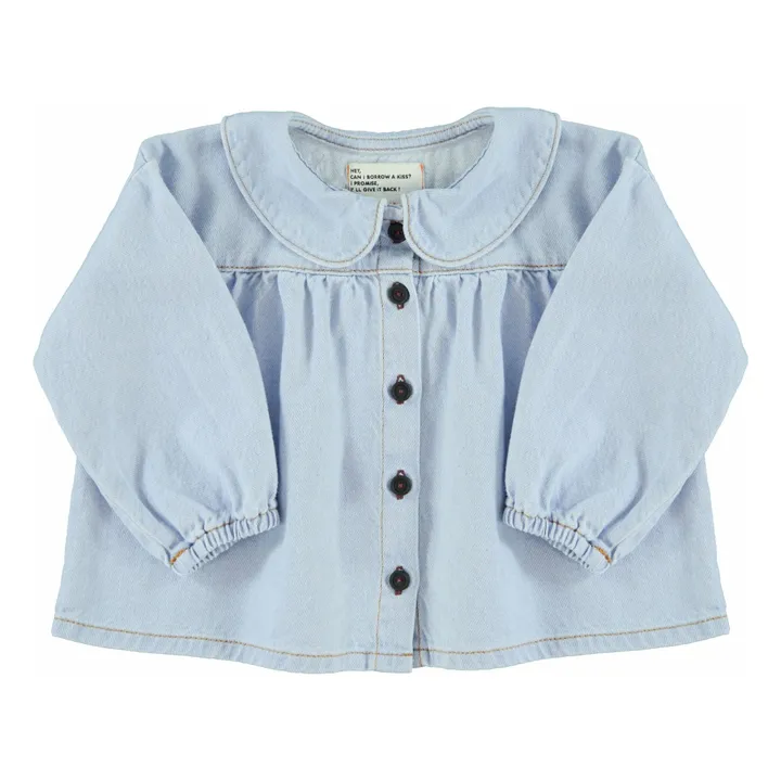 Blouse en Jean Col Claudine | Bleu Clair- Image produit n°0
