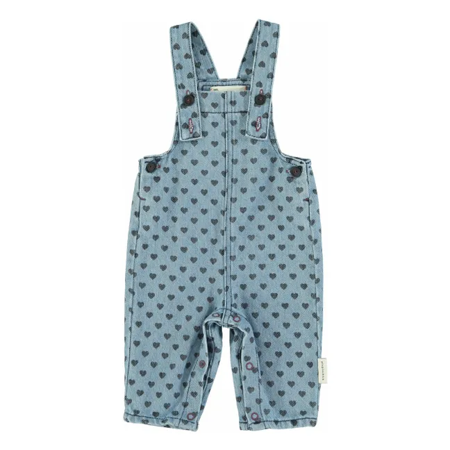Salopette en Jean Cœurs | Bleu Clair