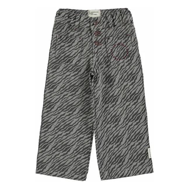 Pantalon Large Zébré | Gris