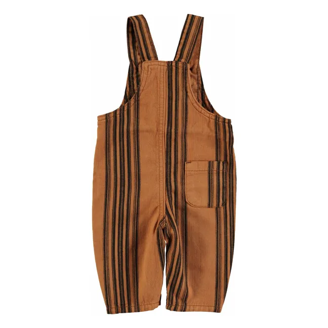 Salopette Rayée Coton Bio Bébé | Marron