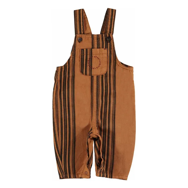 Salopette Rayée Coton Bio Bébé | Marron