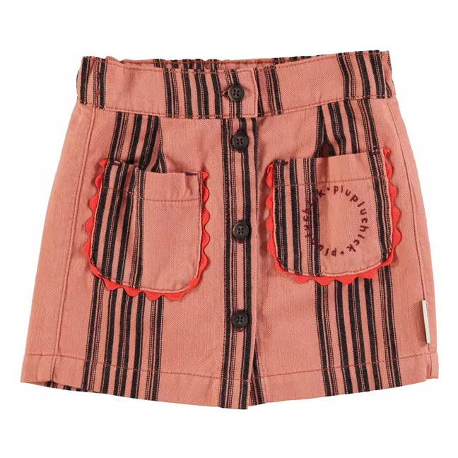 Jupe Rayée Coton Bio | Rose