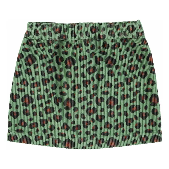 Jupe Boutons Léopard Velours Côtelé | Vert
