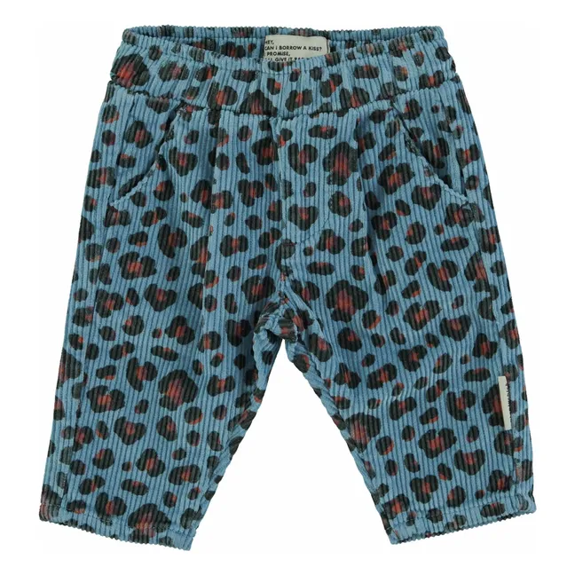 Pantalon Léopard Velours Côtelé | Bleu