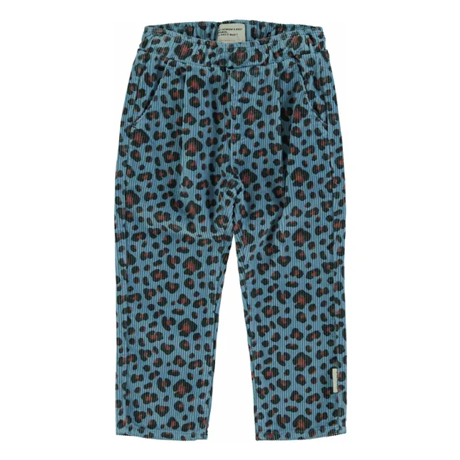 Pantalon Léopard Velours Côtelé | Bleu
