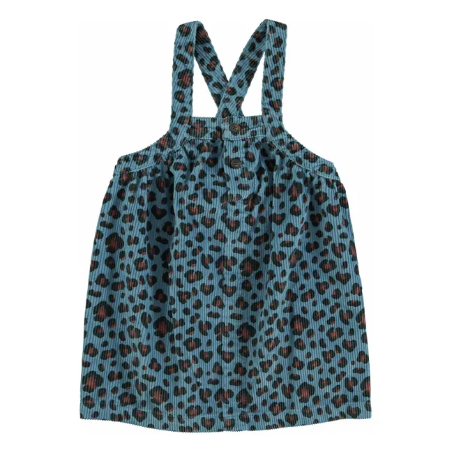 Robe Léopard Velours Côtelé | Bleu