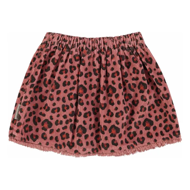 Jupe Léopard Velours Côtelé | Rose