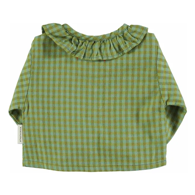 Blouse Col Carreaux Coton Bio | Vert