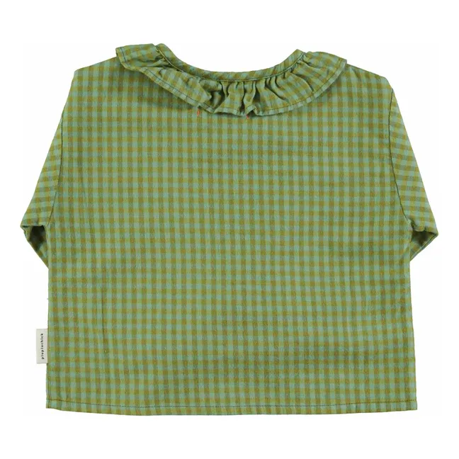 Blouse Col Carreaux Coton Bio | Vert