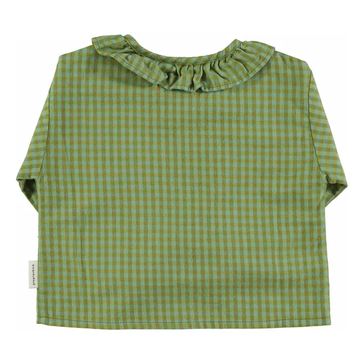 Blouse Col Carreaux Coton Bio | Vert- Image produit n°3