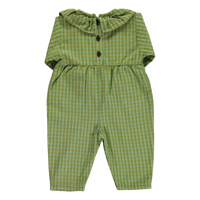 Combinaison Col Carreaux Coton Bio | Vert