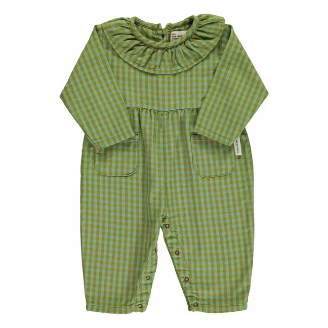 Combinaison Col Carreaux Coton Bio | Vert
