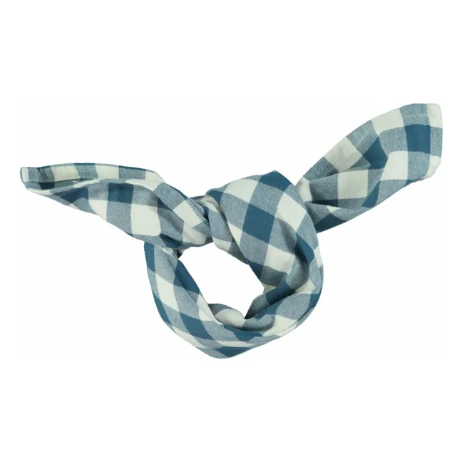Bandana a scacchi in cotone biologico | Blu