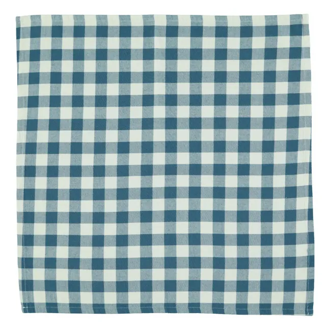 Bandana a scacchi in cotone biologico | Blu