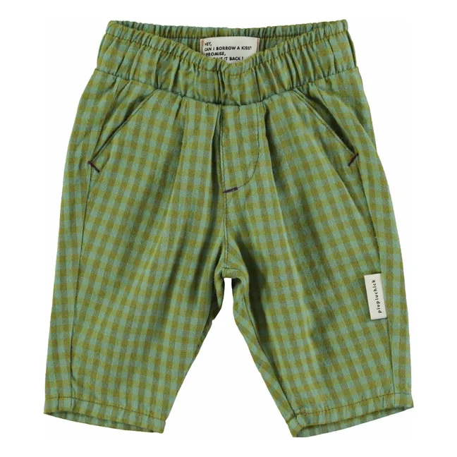 Pantalon Carreaux Coton Bio | Vert