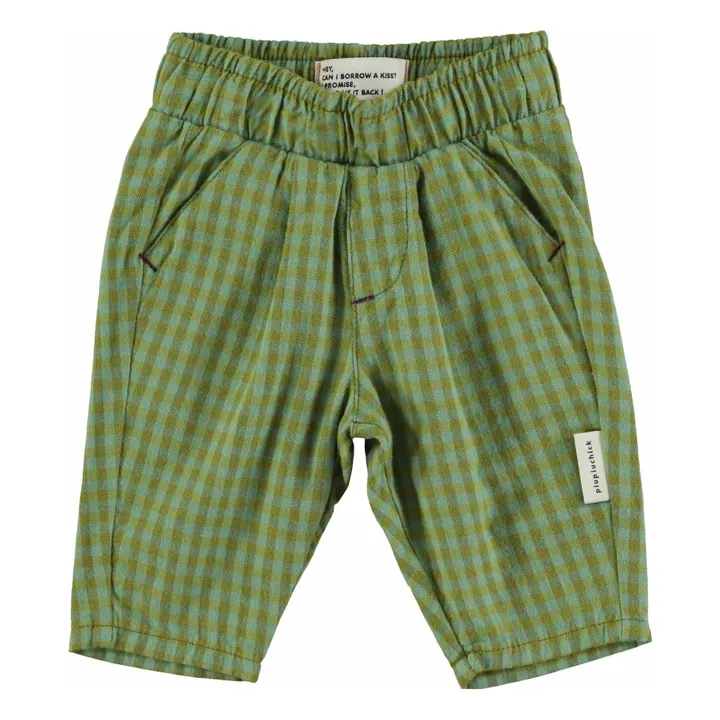Pantalón a cuadros de algodón orgánico | Verde- Imagen del producto n°4